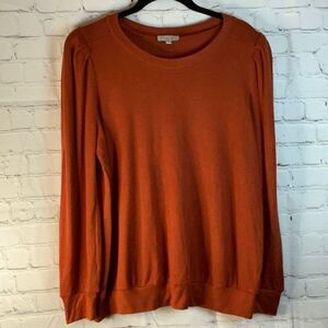 Status by Chenault Women’s Orange Sweater size xl, Sweater with puff shoulder